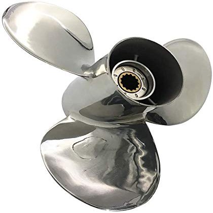 Yoofosun 35/45/50HP Polished RH 13 Tooth SS Prop Stainless Steel Propeller for Tohatsu Outboard Motor with Rubber Hub 11.1x14