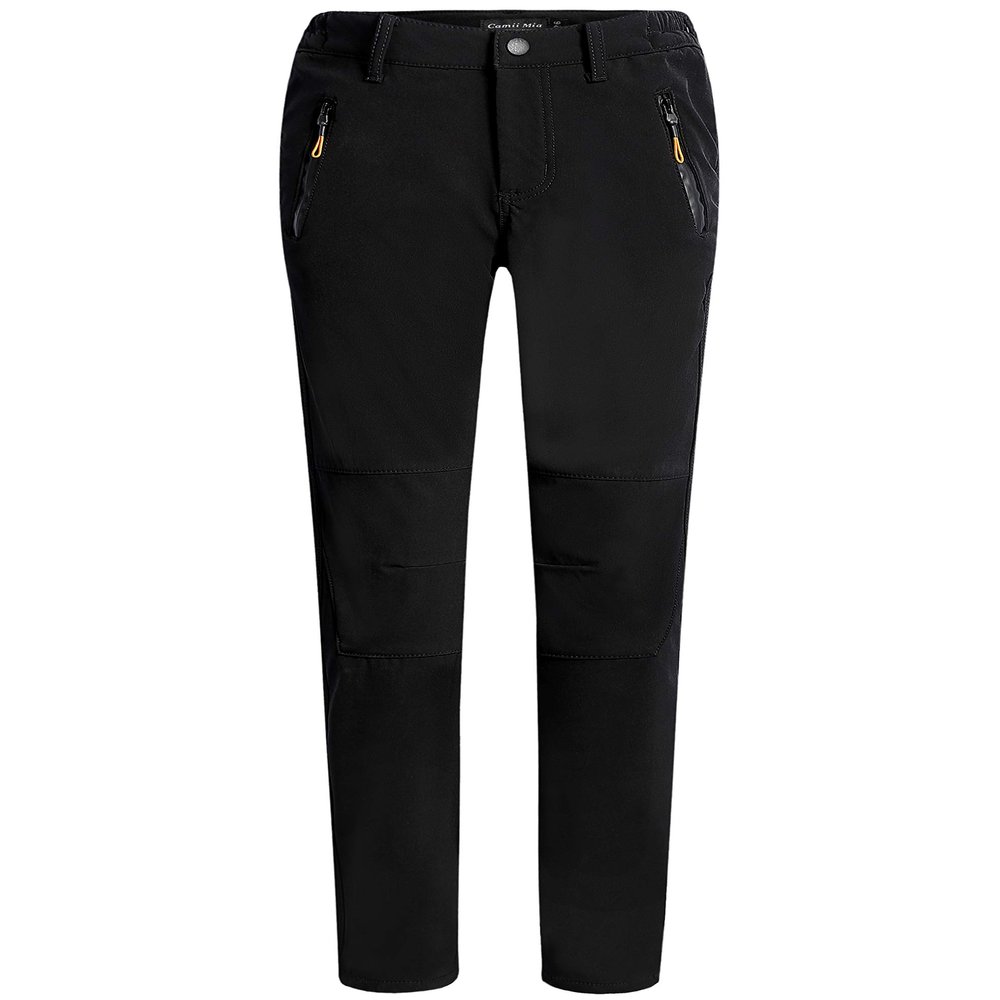 Camii Mia Women's Winter Warm Outdoor Slim Windproof Waterproof Ski Snow Fleece Hiking Pants (38W x 30L, Black)
