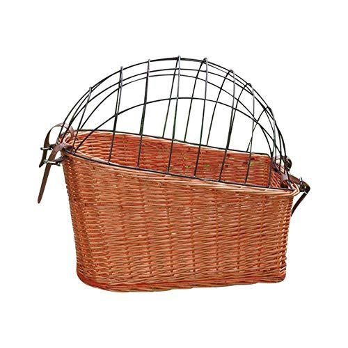 The description Our wicker basket has maximum durability Due to its rear mount design we provide 18inch high basket cage to keep your pets safe. And the basket is suitable for dogs market items picnics which is a great gift for that bike and dog love