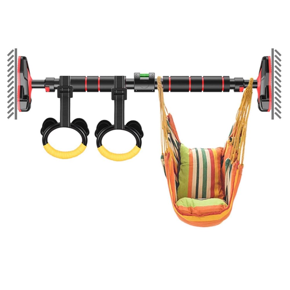 Pull-Up Bars Portable Horizontal Bar, Safe Non-Slip Door Corridor Hanging Fitness Equipment, with Children's Ring and Swing, 70-100CM, Load 300kg