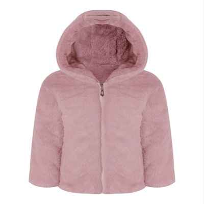 FEESHOW Little Big Girls Hooded Winter Fleece Coat Kids Faux Fur Jacket Plush Thicken Outwear Warm Overcoat Pink 8 Years