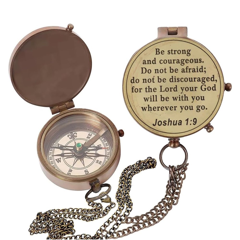 Be Strong and Courageous Compass with Scripture Joshua 1:9 Confirmation Gift Ideas, Baptism Gifts, Baptism Gift, Graduation Gift, Birthday, Confirmation Gift for Men Women Boys Girls