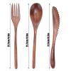 3 Set Wooden Flatware Set, 3-Piece/Set Cutlery Set Tableware Utensils Set with Wooden Fork Spoon Knife for Home Restaurant Travel view 4