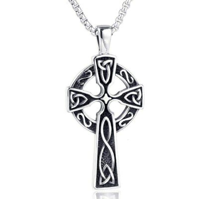 Best Dealz Stainless Steel Irish Celtic Knot Cross Pendant Necklace Men Women with 25" Chain