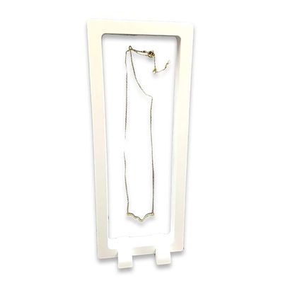 1 Qty - Ethereal-White 9" x 3.5" Rectangle 3D Suspension Jewelry Display Box - Freestanding - w/ 2-piece Packer Box included