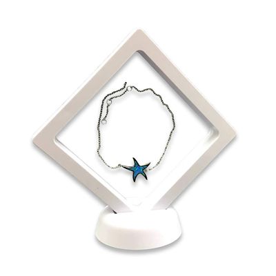 1 Qty - Ethereal-White 3.5" Polygon 3D Suspension Jewelry Display Box - Freestanding - w/ 2-piece Packer Box included