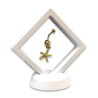 1 Qty - Ethereal-White 2.5" Polygon 3D Suspension Jewelry Display Box - Freestanding - w/ 2-piece Packer Box included