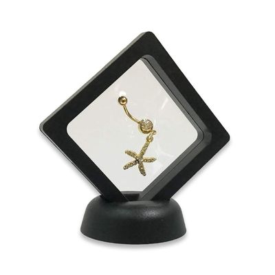 1 Qty - Midnight-Black 2.5" Polygon 3D Suspension Jewelry Display Box - Freestanding - w/ 2-piece Packer Box included