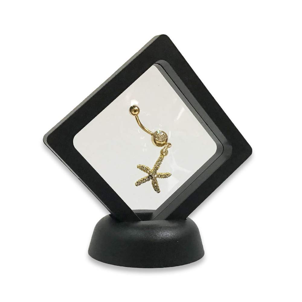 1 Qty - Midnight-Black 2.5" Polygon 3D Suspension Jewelry Display Box - Freestanding - w/ 2-piece Packer Box included