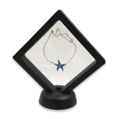 1 Qty - Midnight-Black 3.5" Polygon 3D Suspension Jewelry Display Box - Freestanding - w/ 2-piece Packer Box included