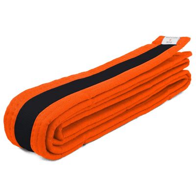 AAMA Color Belts with Black Stripe for Martial Arts - Taekwondo Karate Judo - Orange w/Black Size 6