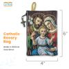 Catholic Rosary Pouch, Holy Family & God is Love, 4" x 6" Jewelry & Coin Purse with Cross, Small Woven Tapestry Icon Bag, Bolsa de Rosario Catlico para Joyera view 3