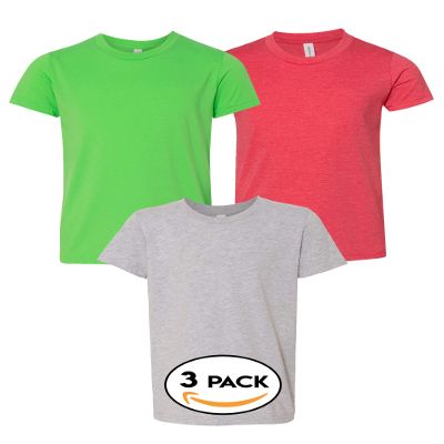 Bella Canvas Multipack Youth T-Shirt 3 Pack - Make Your Own Assorted Color Set , Multicolored , Small