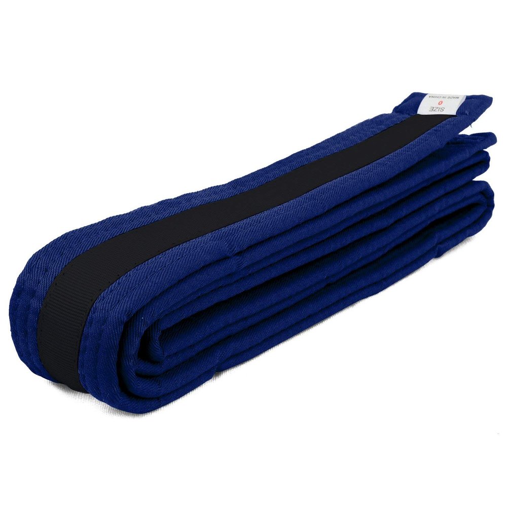 AAMA Color Belts with Black Stripe for Martial Arts - Taekwondo Karate Judo - Navy w/Black Size 3