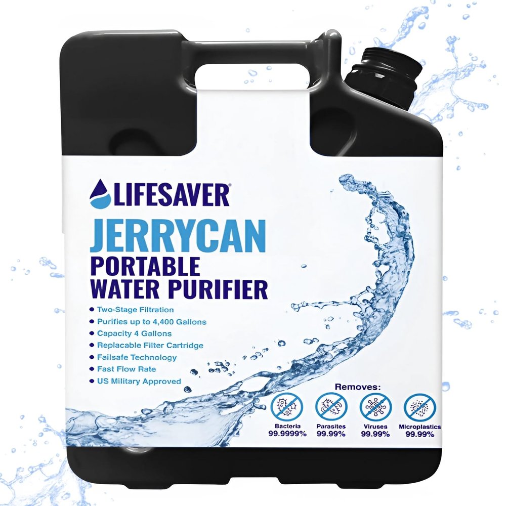 Lifesaver Jerrycan Water Purifier - Military Spec, Heavy Duty Water Purifier for Overlanding, Camping, Hiking, Emergency Preparedness and Survival Kit (Army Green) (Black)