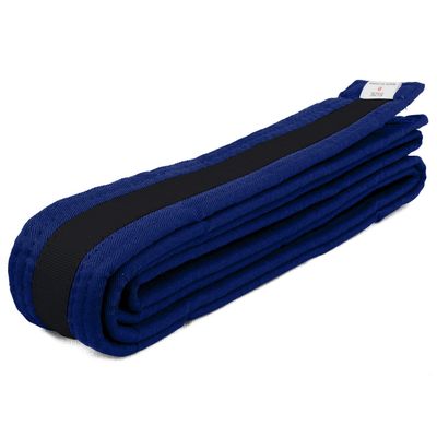 AAMA Color Belts with Black Stripe for Martial Arts - Taekwondo Karate Judo - Navy w/Black Size 6