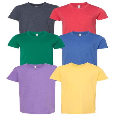 BELLA+CANVAS Multipack Bundle Youth Bulk T-Shirt 6 Pack - Make Your Own Assorted Color Set