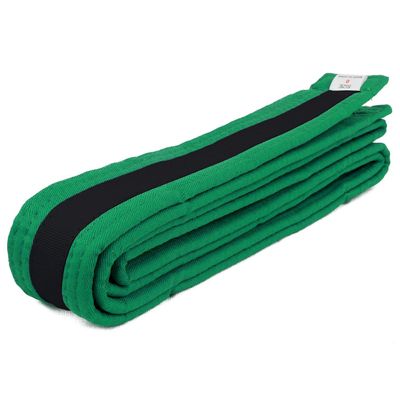 AAMA Color Belts with Black Stripe for Martial Arts - Taekwondo Karate Judo - Green w/Black Size 2
