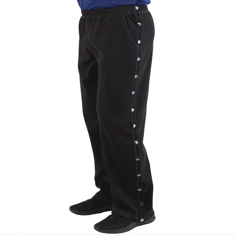 Post Surgery Tearaway Pants - Men's - Women's - Unisex Sizing (Black, Small)