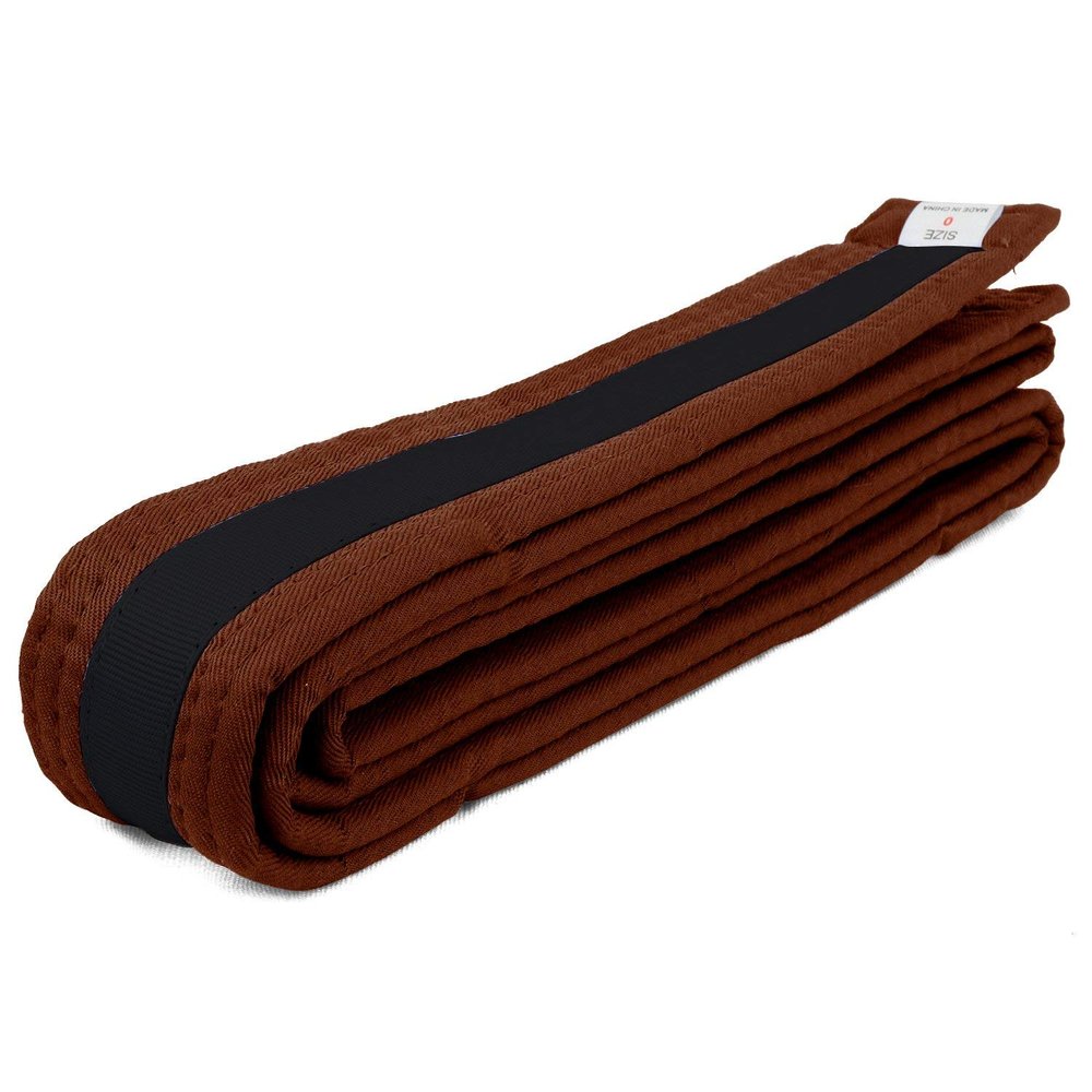 AAMA Color Belts with Black Stripe for Martial Arts - Taekwondo Karate Judo - Brown w/Black Size 6