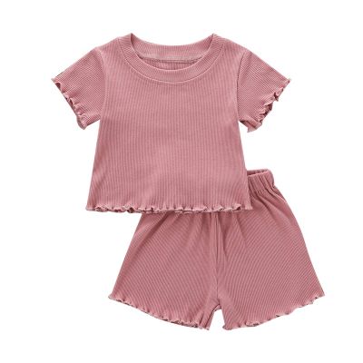 Dimoybabe 3t Girl Clothes Toddler Girl Summer Outfits Clothes Set Ruffle Ribbed Short Sleeves T-Shirt Tops Shorts Comfy Outfits (Pink Ruffle, 3-4T)