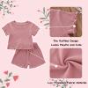 Dimoybabe 3t Girl Clothes Toddler Girl Summer Outfits Clothes Set Ruffle Ribbed Short Sleeves T-Shirt Tops Shorts Comfy Outfits (Pink Ruffle, 3-4T) view 4