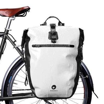 HUNTVP 27L Bike Pannier Bag Backpack Multifunctional Bicycle Bag Cycling Bicycle Rear Seat Trunk Pack Bag Bike Saddle Bag Backseat Pack Bag(White)