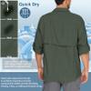 Mens Long Sleeve Shirts UV UPF 50 Sun Protection Hiking Fishing Safari Shirt Quick Dry Cool Utility Blouse (5052 Army Green XL) view 3