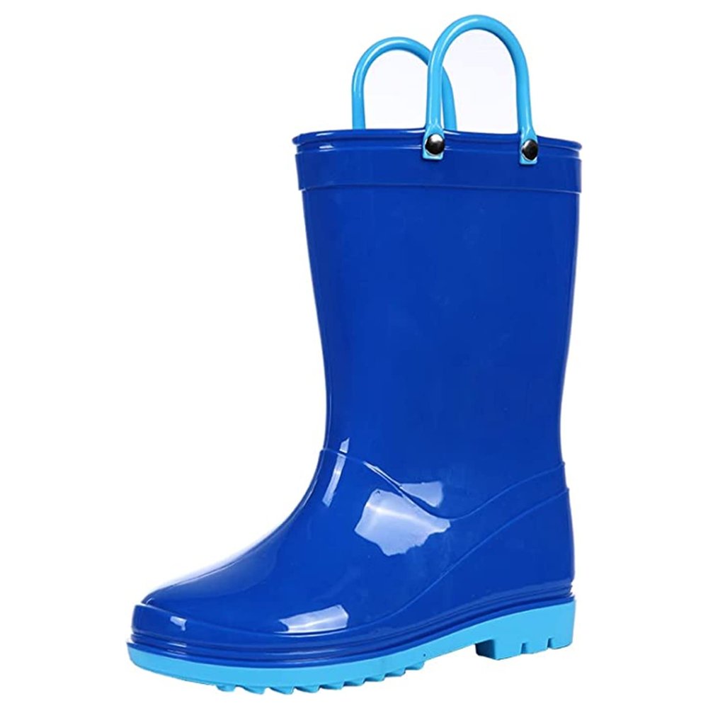Colorxy Kids Rain Boots for Boys Waterproof Toddler Rain Boots with Easy-On Handles, Royal Blue Size Toddler 9