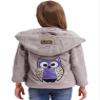 easyforever Girls Faux Fur Coat Hoodie Hooded Long Sleeve Cartoon Owl Print at Rear Mid-Length Coat for Autumn Winter Grey 8 Years view 3