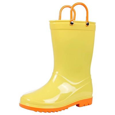 Colorxy Yellow Rain Boots Toddler Waterproof Kids Rain Boots with Easy-On Handles, Yellow Size Little Kid 13