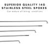 Vincita 14G Stainless Steel Bicycle Spokes (36 Pack) with Brass Nipples  Made in Europe  Rust-Resistant J-Bend Replacement Kit for MTB, E-Bike, Road & 700c Wheels (Select Length) view 2
