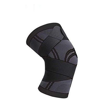 Fay Bless WorthWhile 1PC Sports Kneepad Men Pressurized Elastic Knee Pads Support Fitness Gear Basketball Volleyball Brace Protector (Black,XL)