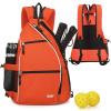 Sucipi Pickleball Bag - Men's -Women's Pickleball Backpack, Adjustable Sling Bag w/Fence Hook/Large Capacity/Safety Pocket-Orange view 1