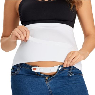 KUNINDOME Combination of Maternity Shirts Extenders and Pants Waist Extenders, Seamless Maternity Belly Band, White, Medium