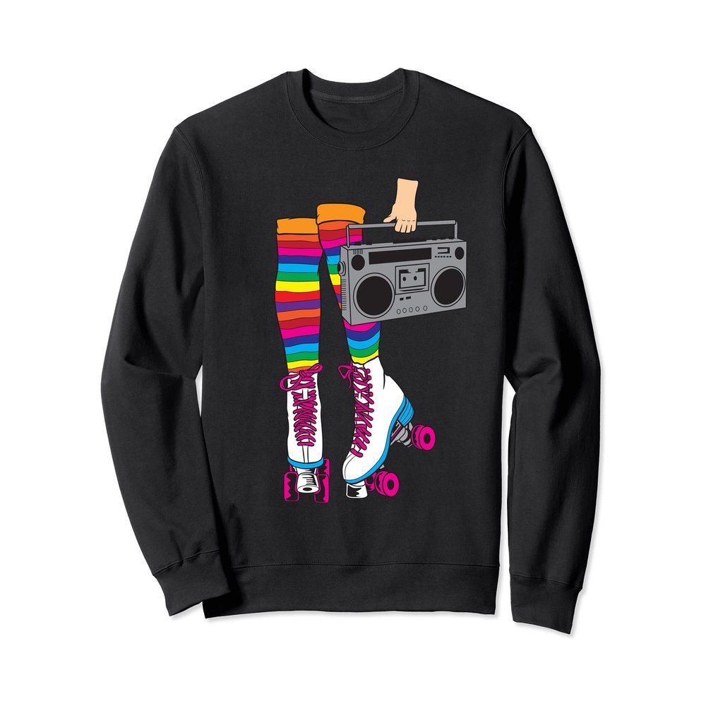 Retro Rollerskates Funny 80's Roller Disco Skating Girl Gift Sweatshirt