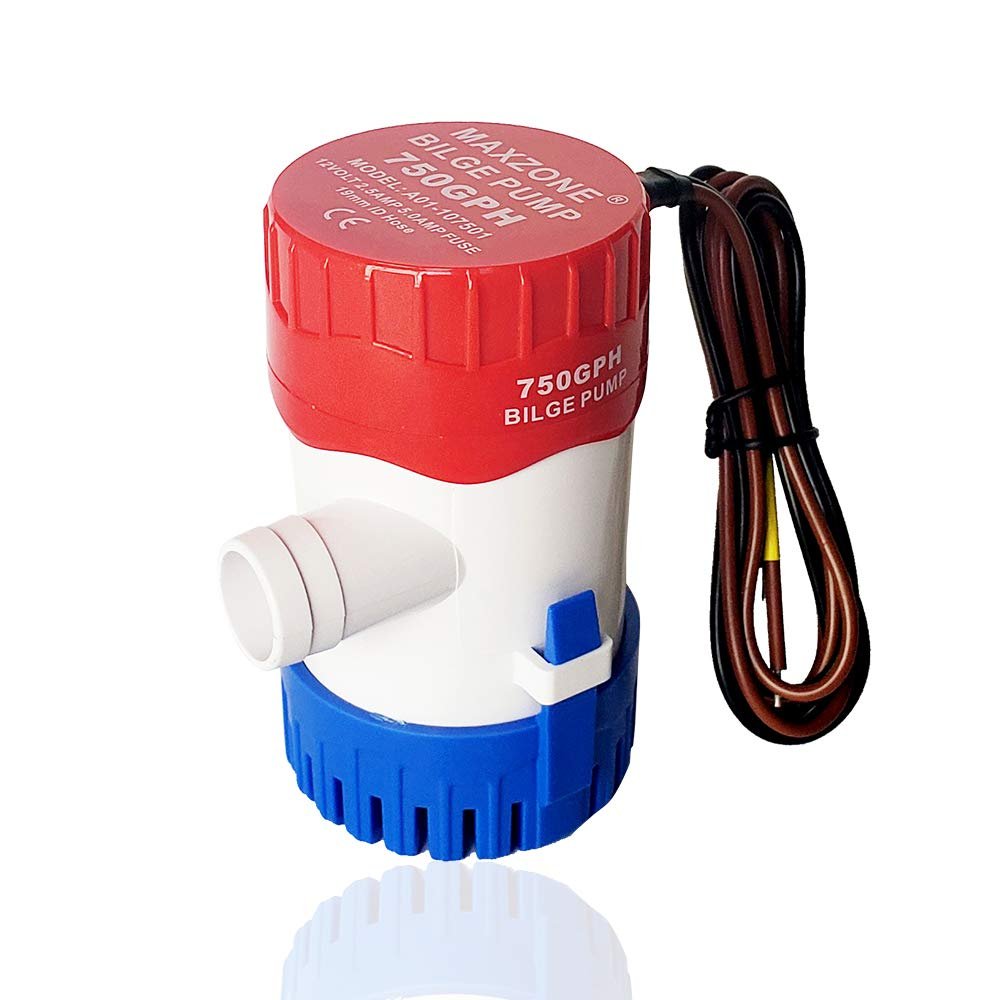 Submersible Boat Bilge Water Pump 12v Non-Automatic Marine Electric Bilge Pump for Ponds, Pools, Spas Silent, Boat Caravan RV Submersible (750 GPH)