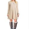 Andongnywell Women's Long Sleeve Pleated Loose Swing Casual Dress Patchwork Solid Color Slim Dresses (Gray,X-Large) view 2