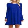 Andongnywell Women's Long Sleeve Loose Plain Dresses Casual Dresses Patchwork Solid Color Slim Fit Dressed (Blue,Small) view 1