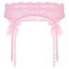 dPois Mens Sissy Lace Trimming Underwear Low Waist Sheer Bowknot Suspender Garter Belts Pink OneSize view 1