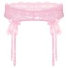 dPois Mens Sissy Lace Trimming Underwear Low Waist Sheer Bowknot Suspender Garter Belts Pink OneSize view 2