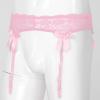 dPois Mens Sissy Lace Trimming Underwear Low Waist Sheer Bowknot Suspender Garter Belts Pink OneSize view 4
