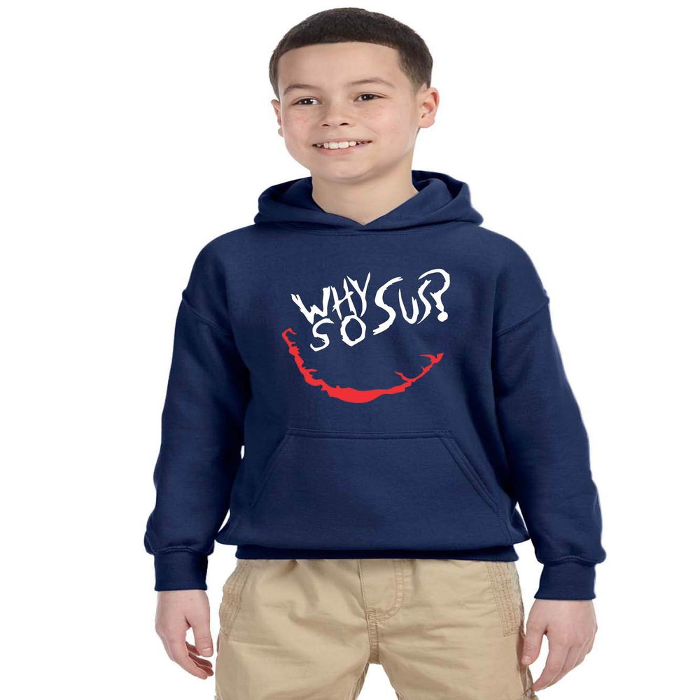 ALLNTRENDS Kids Youth Hoodie Why So Sus Funny Slang Graphic Hooded Sweatshirt (S, Navy Blue)