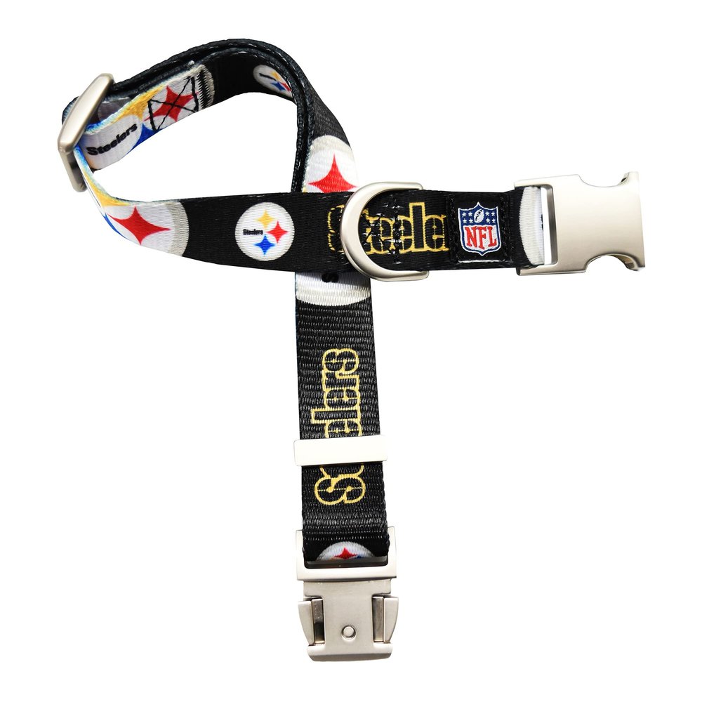 Littlearth NFL Pittsburgh Steelers Pet Premium Collar, Team Color, Large