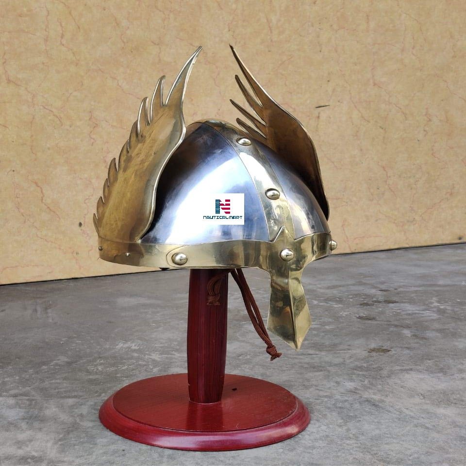Nautical-Mart Armour Helmet Brass Wing -Norman