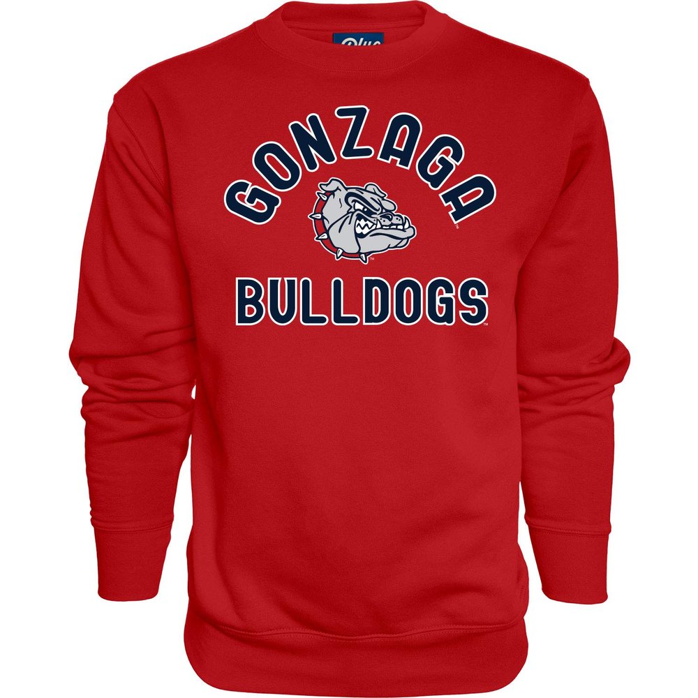 Blue 84 Men's Gonzaga Bulldogs Crewneck Sweatshirt Line Up Secondary Color, Gonzaga Bulldogs Red, Large