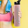 Custom Water Bottle w Straw Lid & Handle | 24 oz - Purple | Personalized Double-Wall Vacuum-Insulated Sports Water Bottle w Name, Text | Laser Engraved Water Bottle with 3 sizes, 12 designs & 9 color view 4
