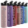 Custom Water Bottle w Straw Lid & Handle | 24 oz - Pink | Personalized Double-Wall Vacuum-Insulated Sports Water Bottle w Name, Text | Laser Engraved Water Bottle with 3 sizes, 12 designs & 9 color view 1