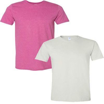 Gildan Men's Softstyle Cotton T-Shirt, Style G64000, (2 Pack) XL HTHBerry-White