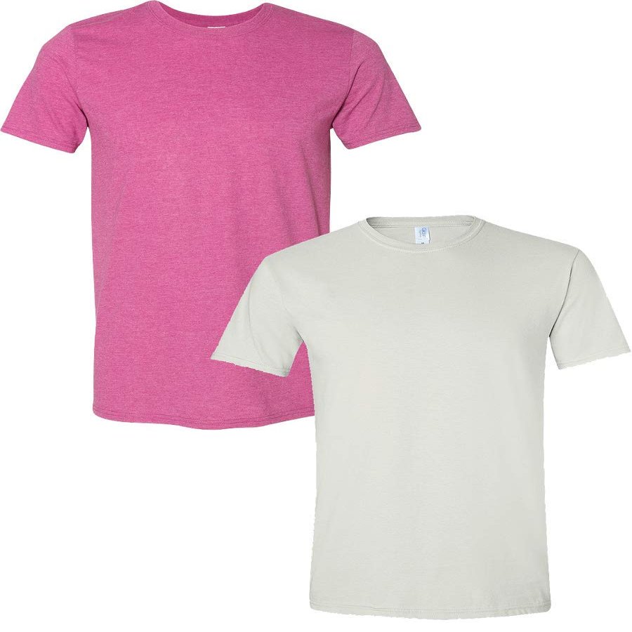 Gildan Men's Softstyle Cotton T-Shirt, Style G64000, (2 Pack) XL HTHBerry-White
